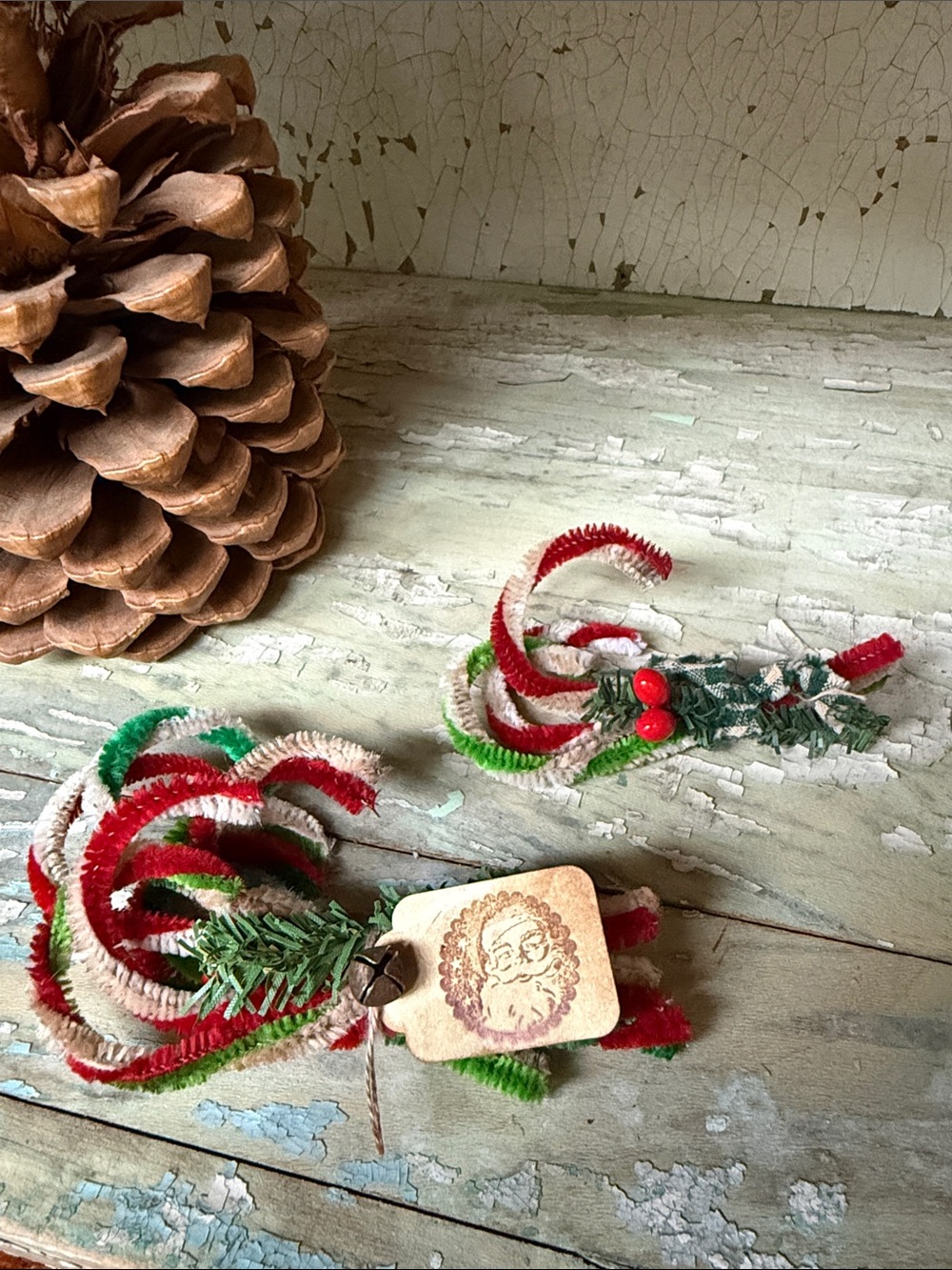 🎄 2 Holiday Chenille Pipe Cleaner Candy Cane Bundle in Red, Green & White